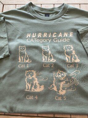 Custom, Hand-made Cat, Hurricane, themed gender-neutral short-sleeve T-Shirt
